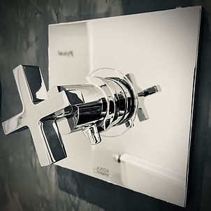 Moderes Design für Ihre Dusche. Ein Hand Grohe Modell aus dem Ausstellungsraum der Firma Hermann Grimm in Eckernförde.